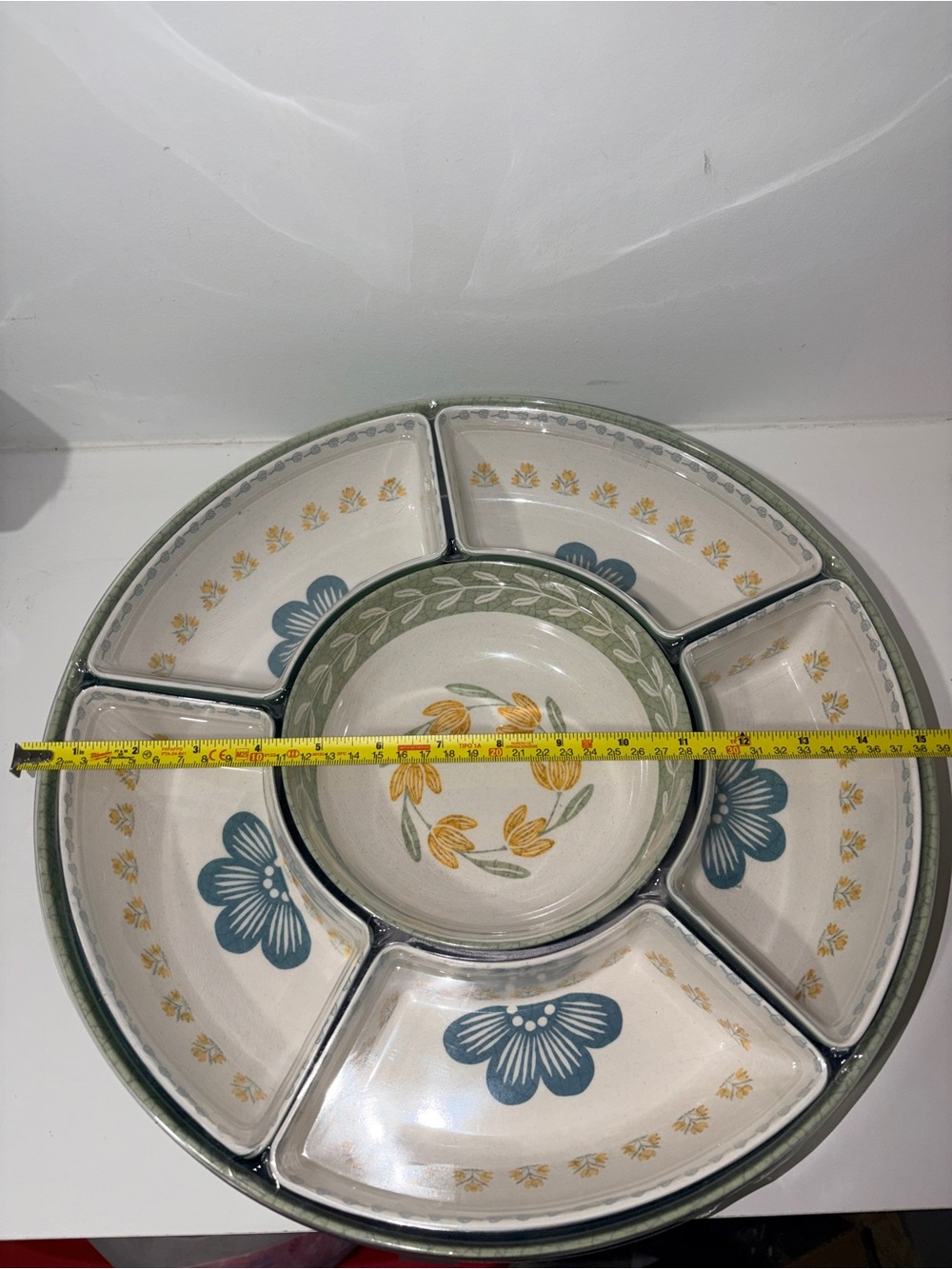 Better Homes & Gardens 15” Bamboo Melamine Chip & Dip Serving Tray 7-Pc